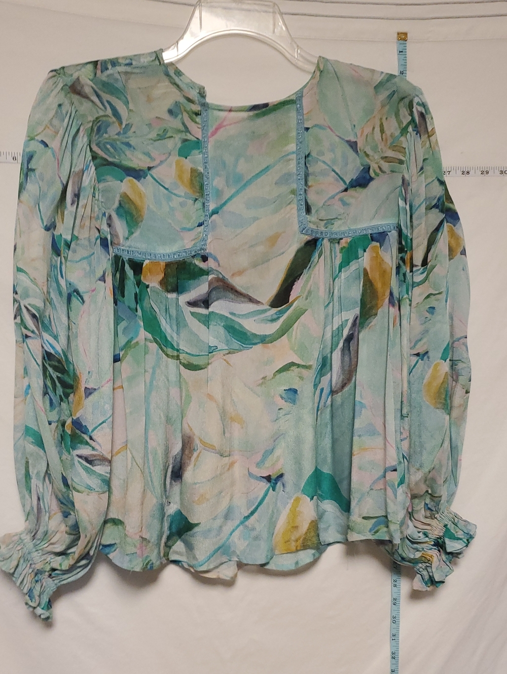 Blank London Women's Pastel Watercolor Blouse Mint Pink Small Boho Fairy Artsy